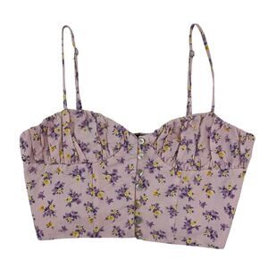 H&M women's  Cropped Floral Corset with Button Front Detail Size Small